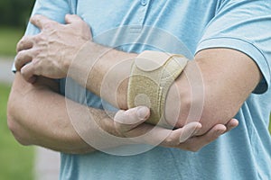 Man wearing elbow brace