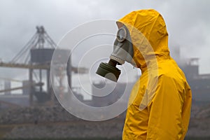 Man wearing a gas mask