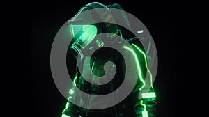 A man wearing a gas mask and a gas suit. Generative AI image.