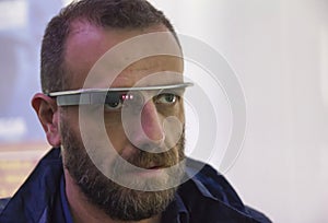 Man wearing google glass