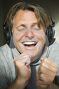 Man wearing headphones.