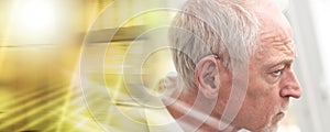 Man wearing hearing aid  multiple exposure
