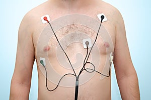 Man wearing holter monitor photo