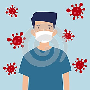 Man wearing hygienic face mask protect Covid-19, (Coronavirus) disease for health care