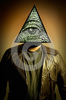 Man Wearing Illuminati Eye of Providence Mask