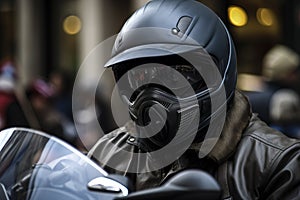 a man wearing a motorcycle helmet and goggles on a motorcycle with a helmet and goggles on his face and a helmet on his head