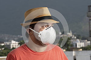 Man wearing N-95 mask