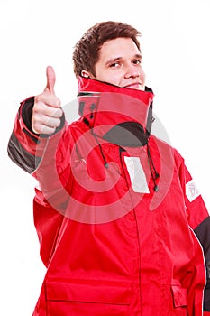 Man wearing protective clothing