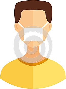 Man wearing protective face mask / medical mask vector illustration