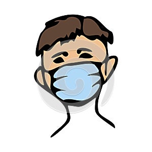 man wearing a protective mask from the virus