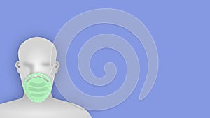 Man wearing a protective medical mask vector illustration containing a copy space