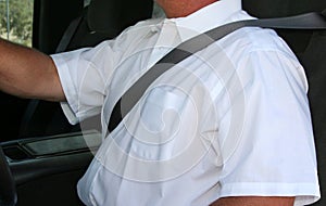 Man wearing seatbelt photo