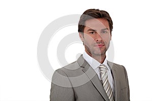 Man wearing suite white background