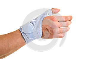 Man Wearing Supportive Brace on Wrist and Hand