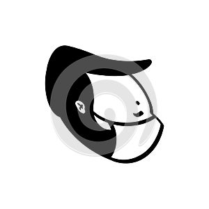 Man wearing surgical mask black and white illustration