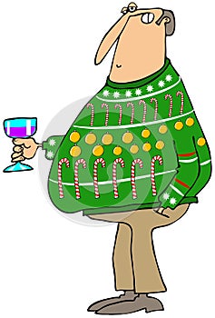 Man wearing an ugly Christmas sweater