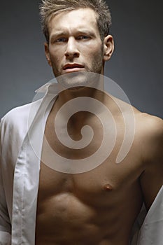 Man Wearing Unbuttoned Shirt photo