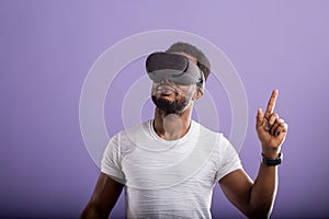 Man wearing virtual reality headset