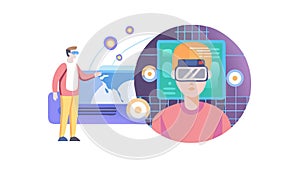 Man Wearing VR Headset, Immersive Virtual Experience Vector, vector design Generative AI