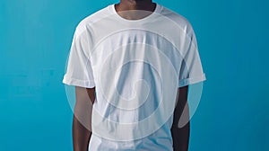 A man wearing a white t - shirt