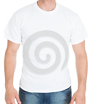 Man wearing white tshirt