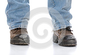 Man wearing workboots