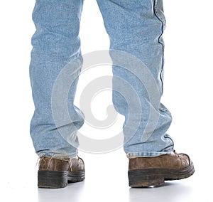 Man wearing workboots