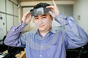 Man wears glasses virtual reality