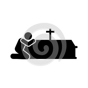 Man weep coffin dead sorrow icon. Element of pictogram death illustration