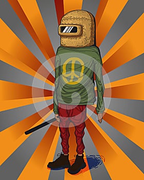 A man in a welder's mask