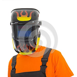 Man with welding mask