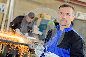 Man in welding shop