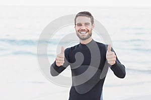 Man in wetsuit on a sunny day