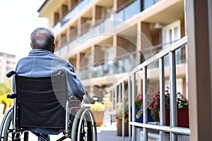 Man in Wheelchair Gazing Out Window, Depicting Loneliness and Isolation