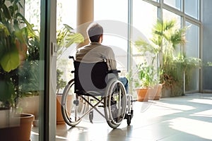 Man in Wheelchair Gazing Out Window, Depicting Loneliness and Isolation