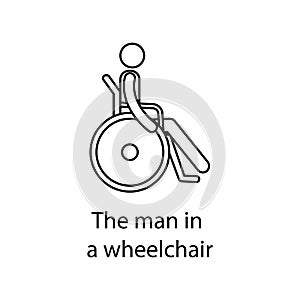 the man in a wheelchair icon. Element of medicine icon with name for mobile concept and web apps. Thin line the man in a wheelchai