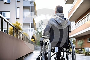 Man in Wheelchair Observing Through Window