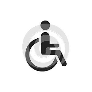 Man in wheelchair vector icon. Handicapped invalid people sign i