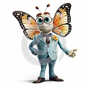 Sophisticated Frenchy: A Photorealistic Cartoon Man In A Butterfly Costume photo
