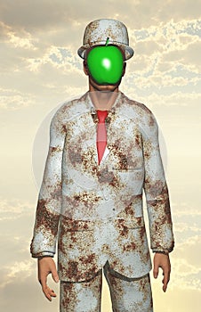 Man in white corroded suit