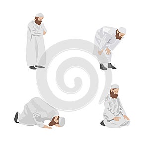 Man in white robes showing prayers on white background