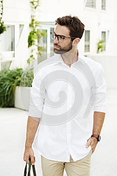 Man in white shirt