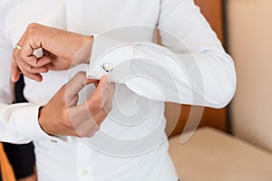 Man and white shirt and cufflink