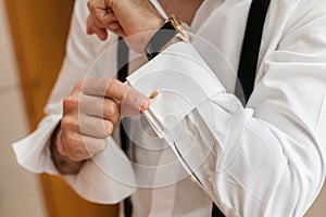 Man and white shirt and cufflink