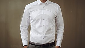 Man In White Shirt: Hard Edge Style With Precise Detailing photo