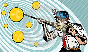 A man mining a ripple cryptocurrency.