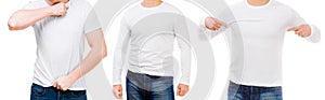 Man in a white short and longsleeved T shirts isolated for your design