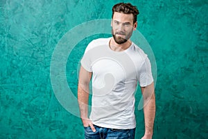 Man in white t-shirt