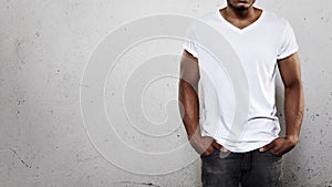 Man in white t-shirt photo