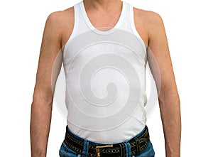Man in white undershirt